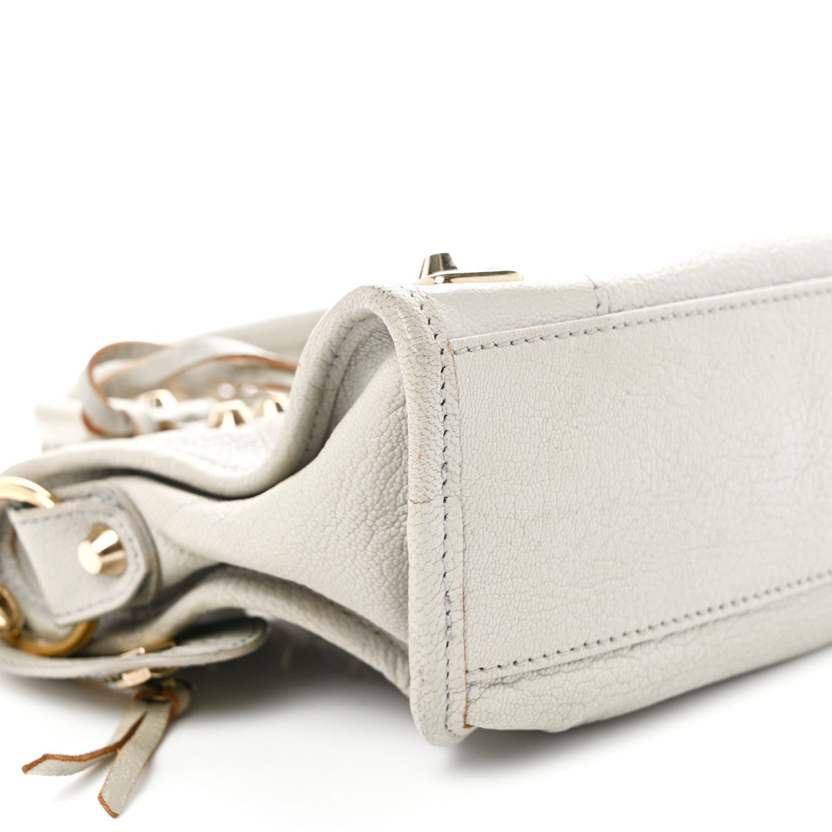 Chevre Gold Metallic Edge Hardware Mini City Gris Clair Gris Perle