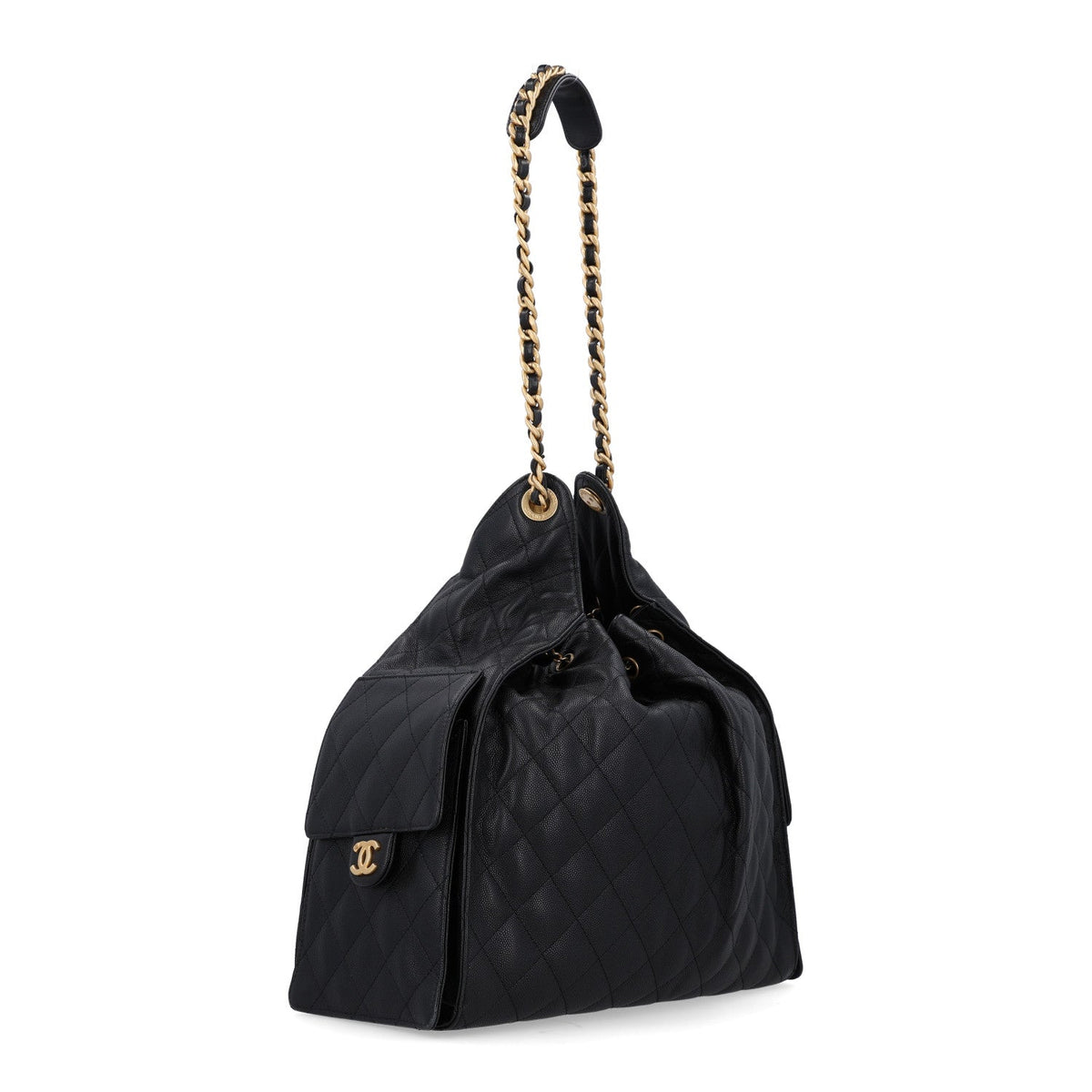 Caviar Quilted Medium Chanel 25 Handbag Black