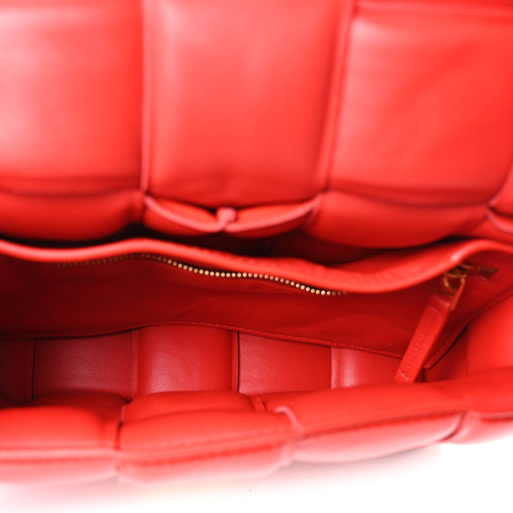 Textured Deerskin Maxi Intrecciato Padded Cassette Crossbody Bag Chili