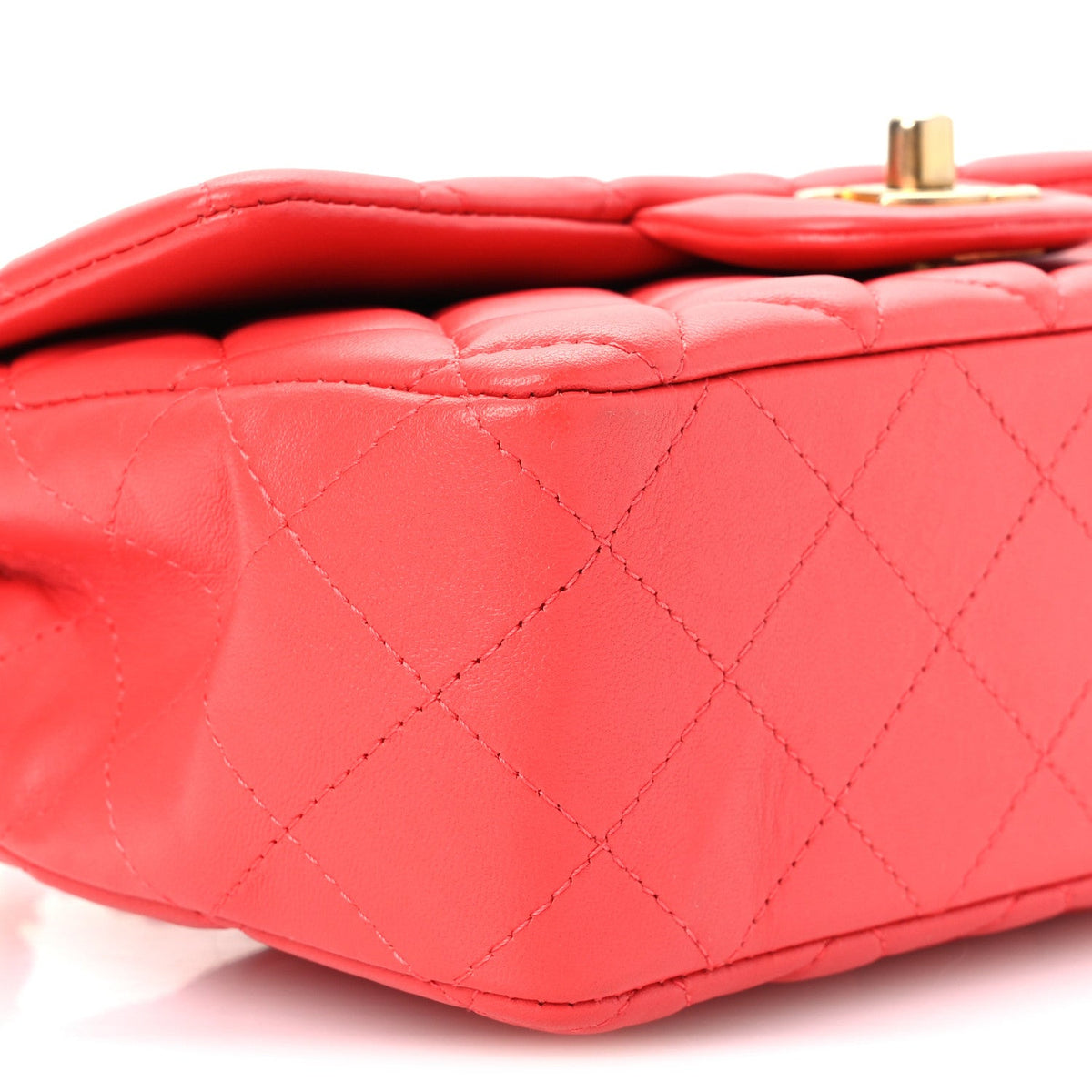 Lambskin Quilted Mini Rectangular Flap Red