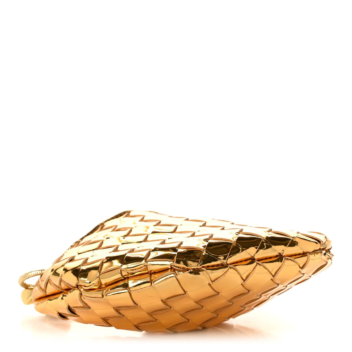Mirror Laminated Nappa Intrecciato Mini Sardine Bag Gold