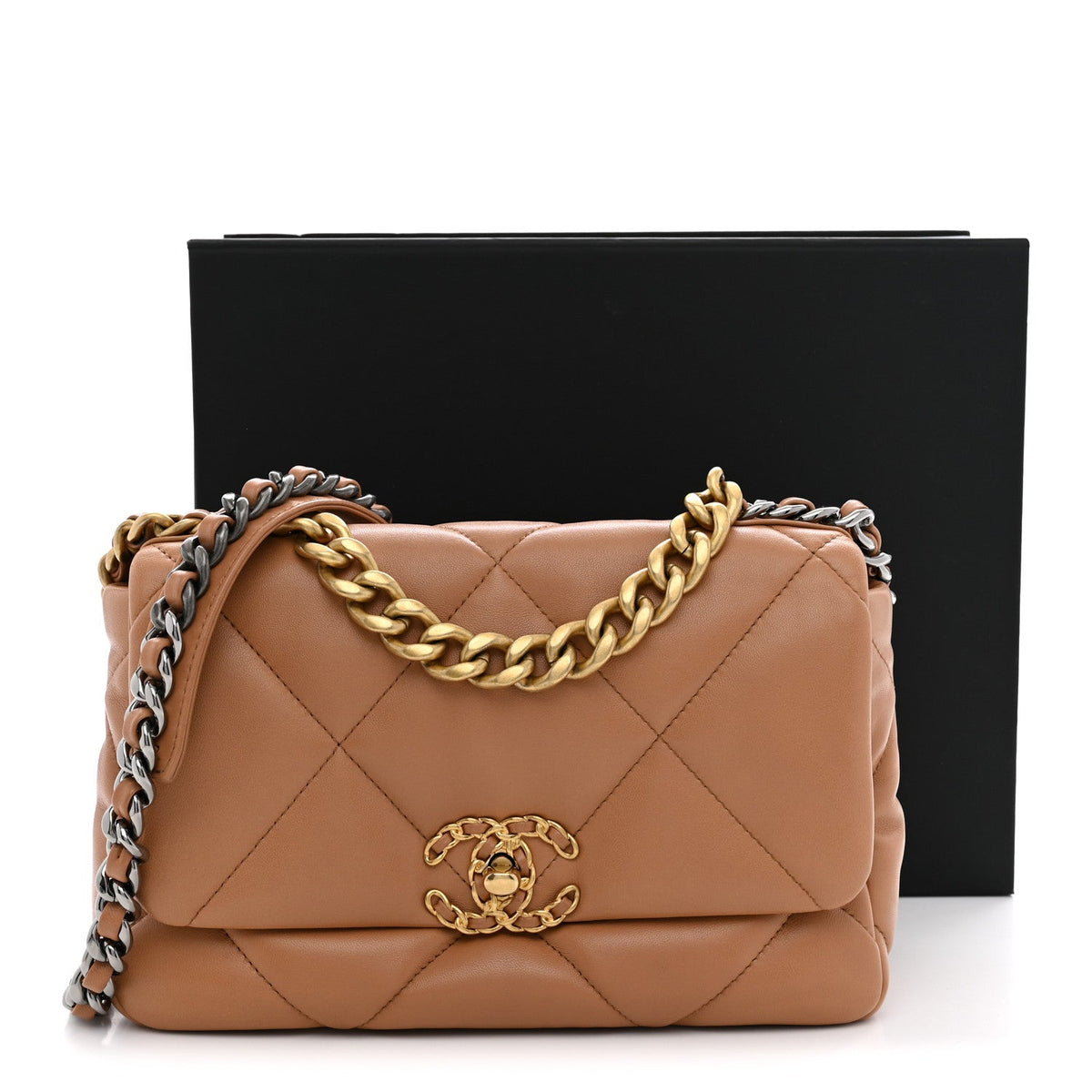 Lambskin Quilted Medium Chanel 19 Flap Brown