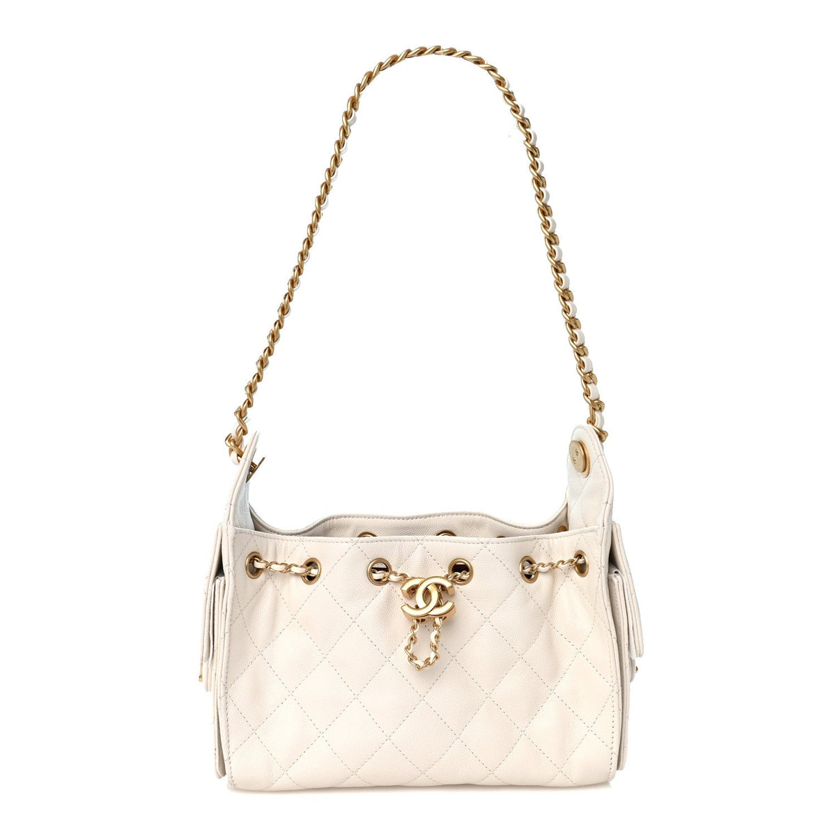 Caviar Quilted Mini Chanel 25 Handbag White
