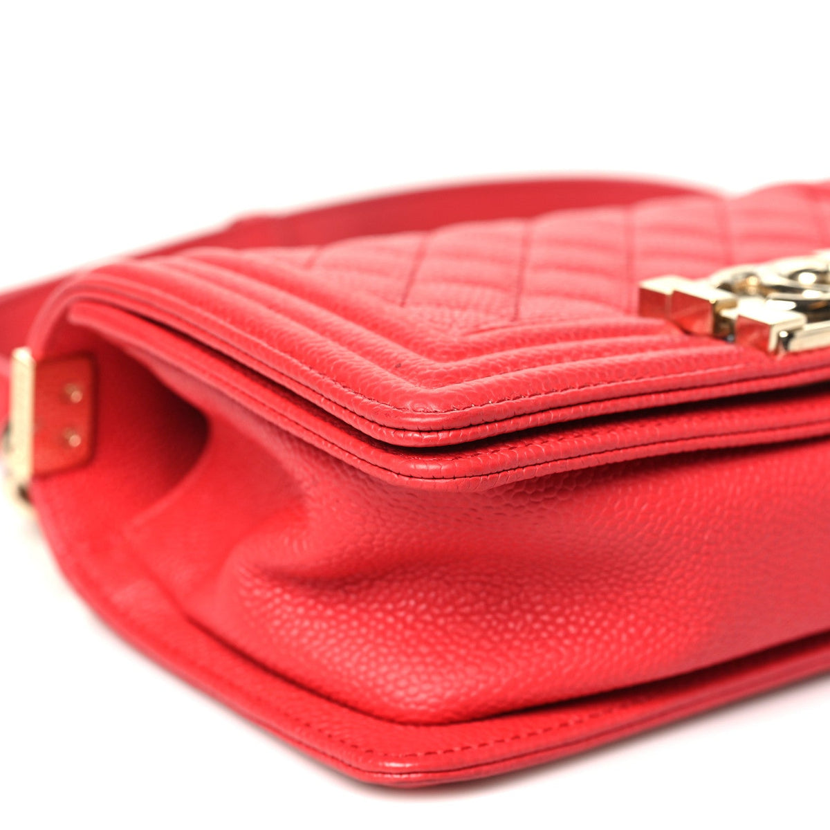 Caviar Quilted Small Boy Flap Red