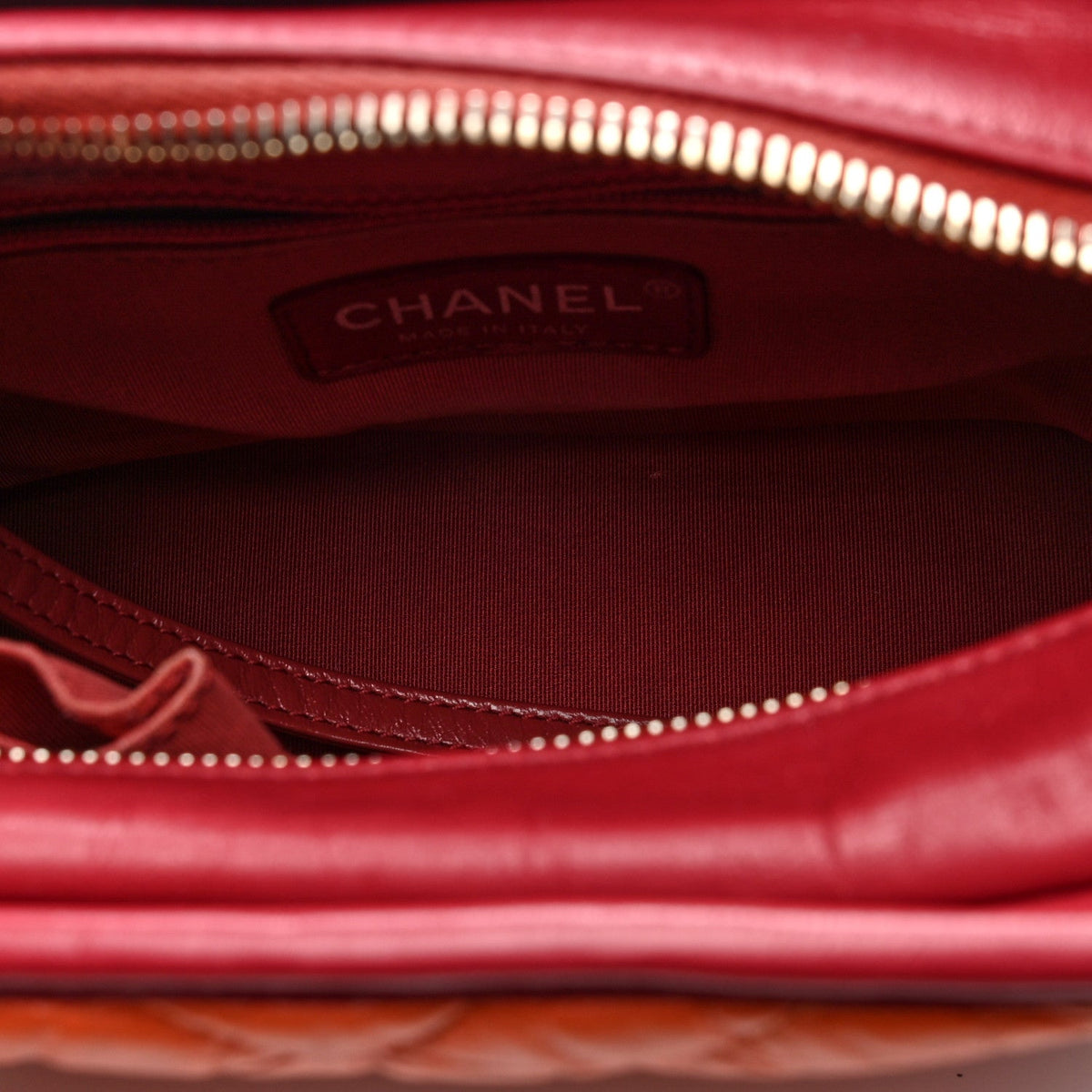 Aged Calfskin Chevron Quilted Small Gabrielle Hobo Dark Red Orange