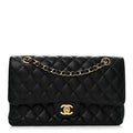 Caviar Quilted Medium Double Flap Black