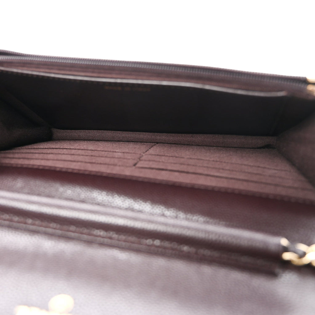 Caviar Quilted Wallet on Chain WOC Purple