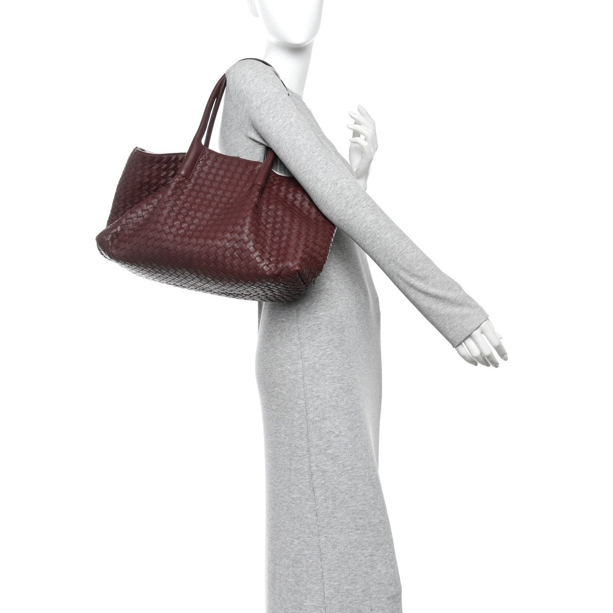 Calfskin Intrecciato Pinacoteca Reversible Tote Madder Brown Lunar