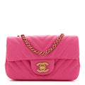 Lambskin Chevron Quilted Mini Rectangular Flap Pink