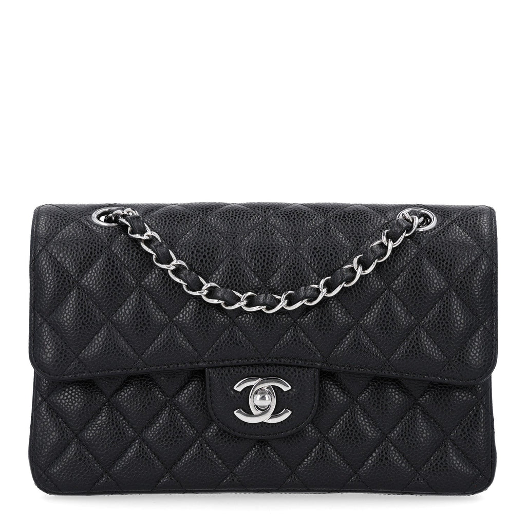 Caviar Quilted Small Double Flap Black