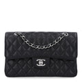 Caviar Quilted Small Double Flap Black