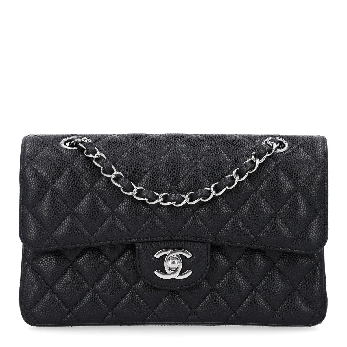 Caviar Quilted Small Double Flap Black