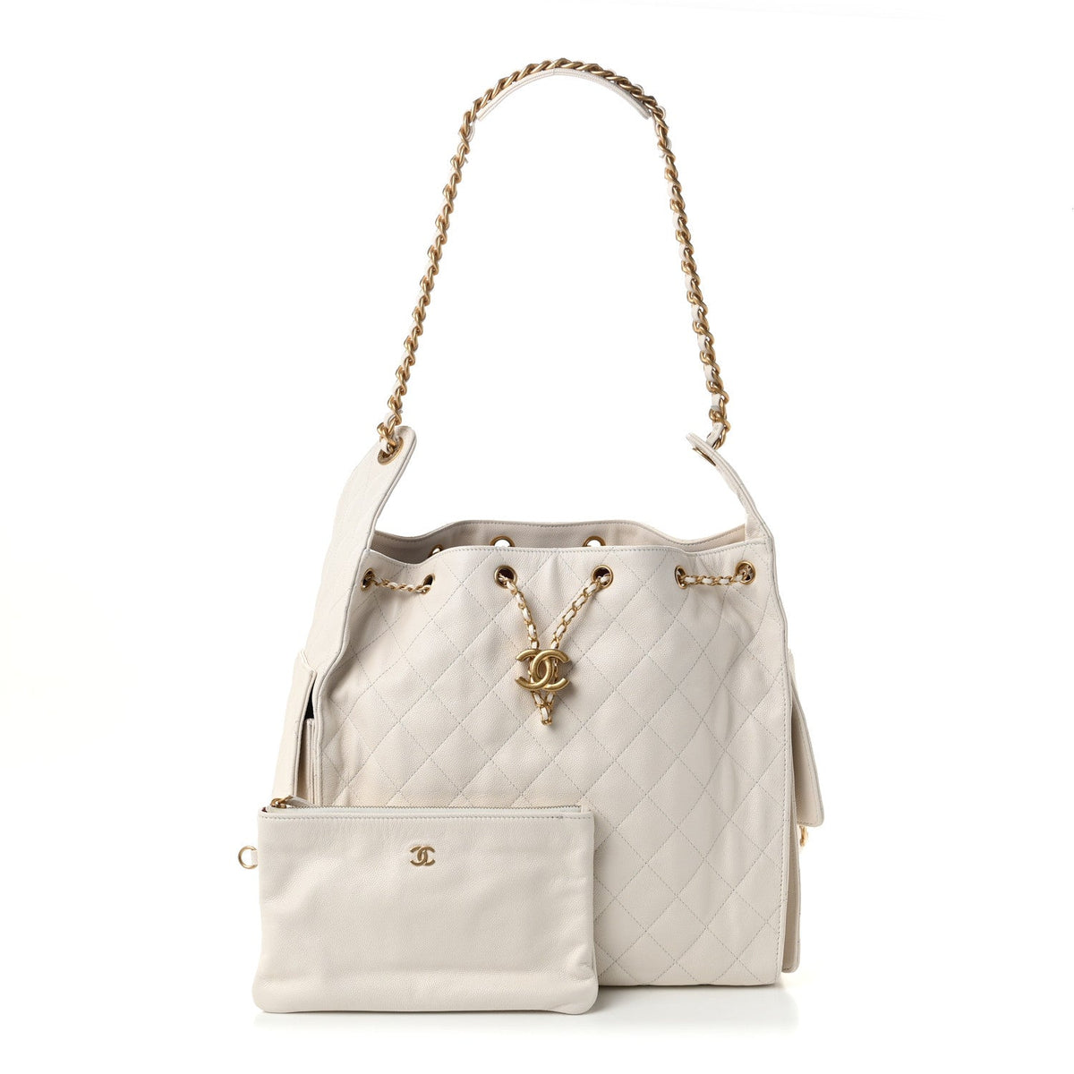 Caviar Quilted Medium Chanel 25 Handbag White