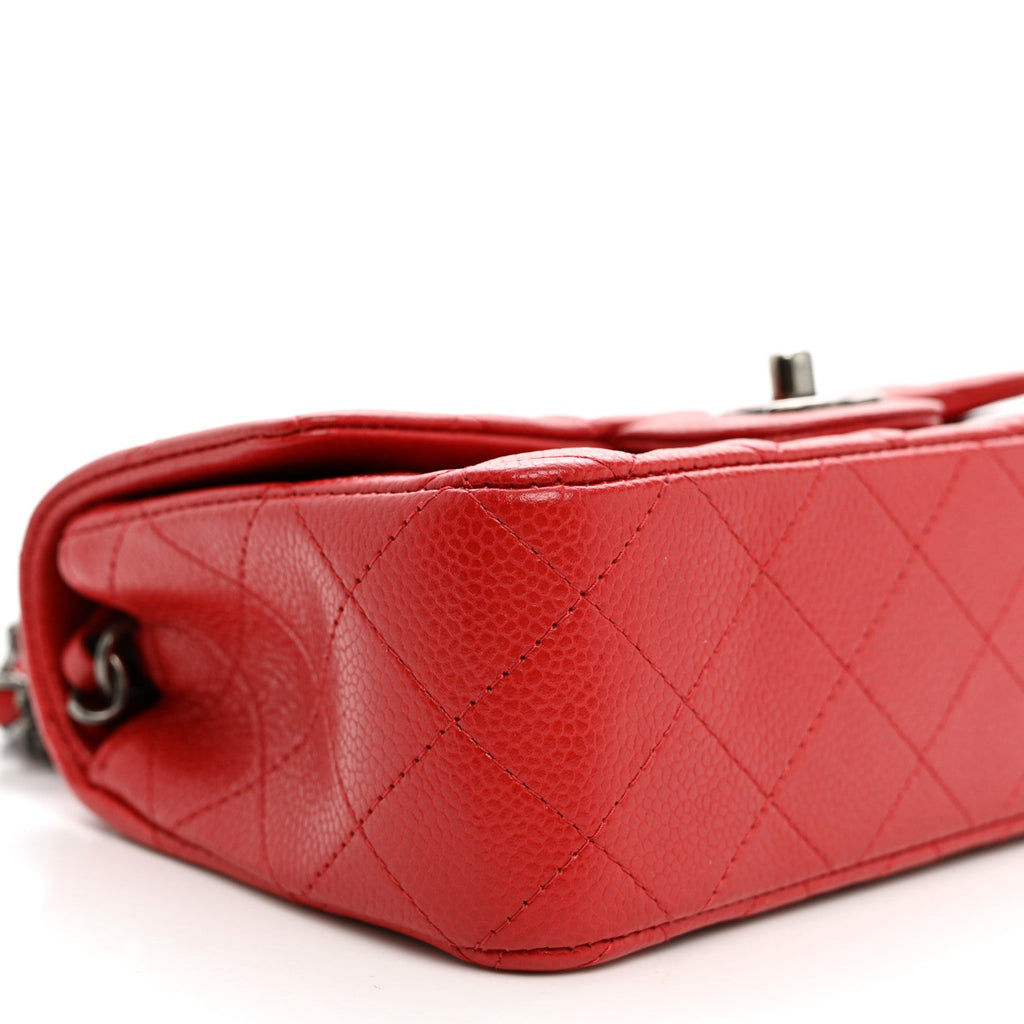 Caviar Quilted Mini Rectangular Flap Red