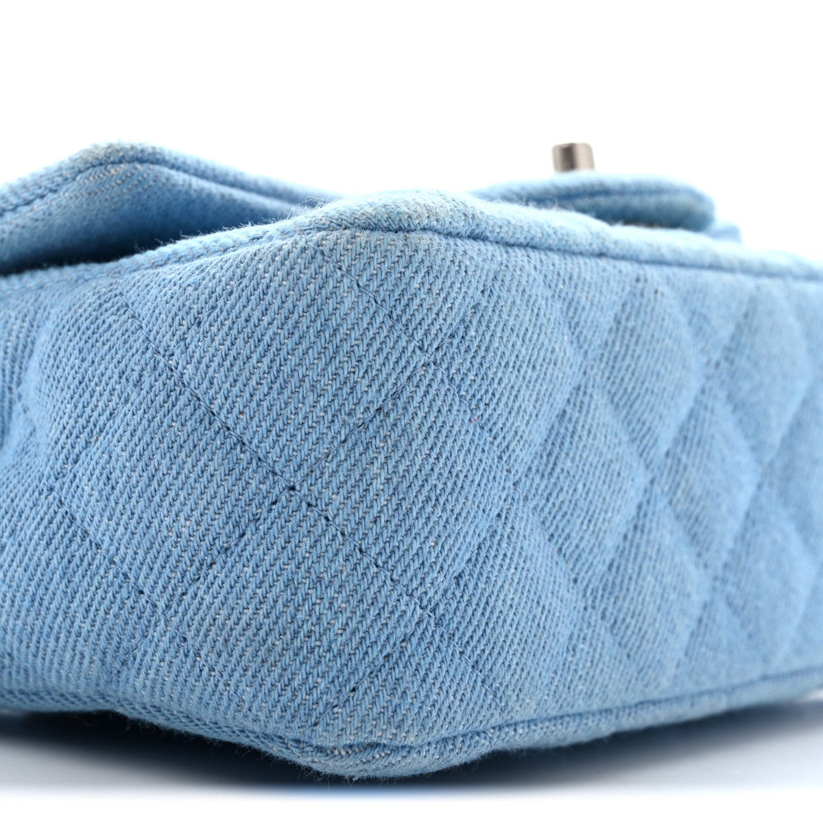 Denim Quilted Mini Rectangular Flap Blue
