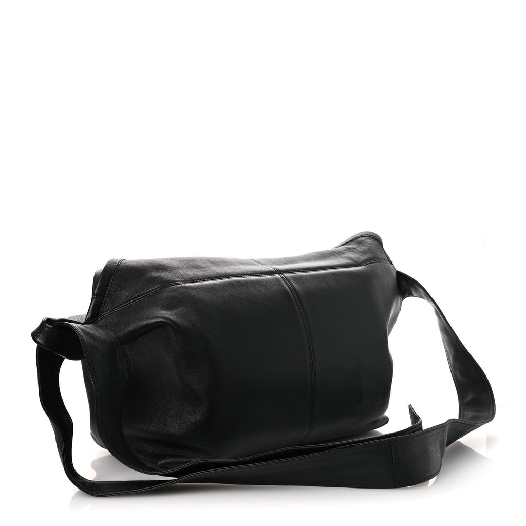 Silky Calfskin Medium Sawyer Messenger Bag Black