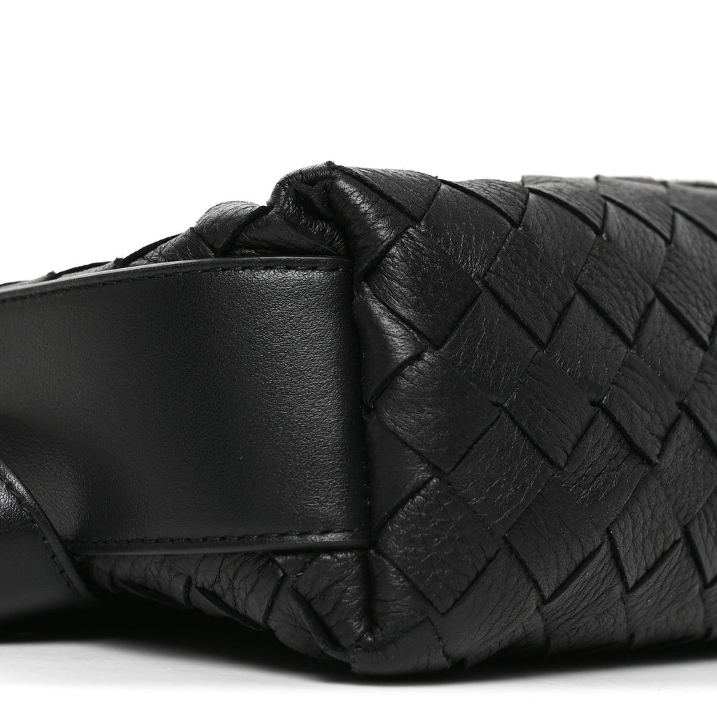 Deerskin Intrecciato Small Traveler Hobo Black