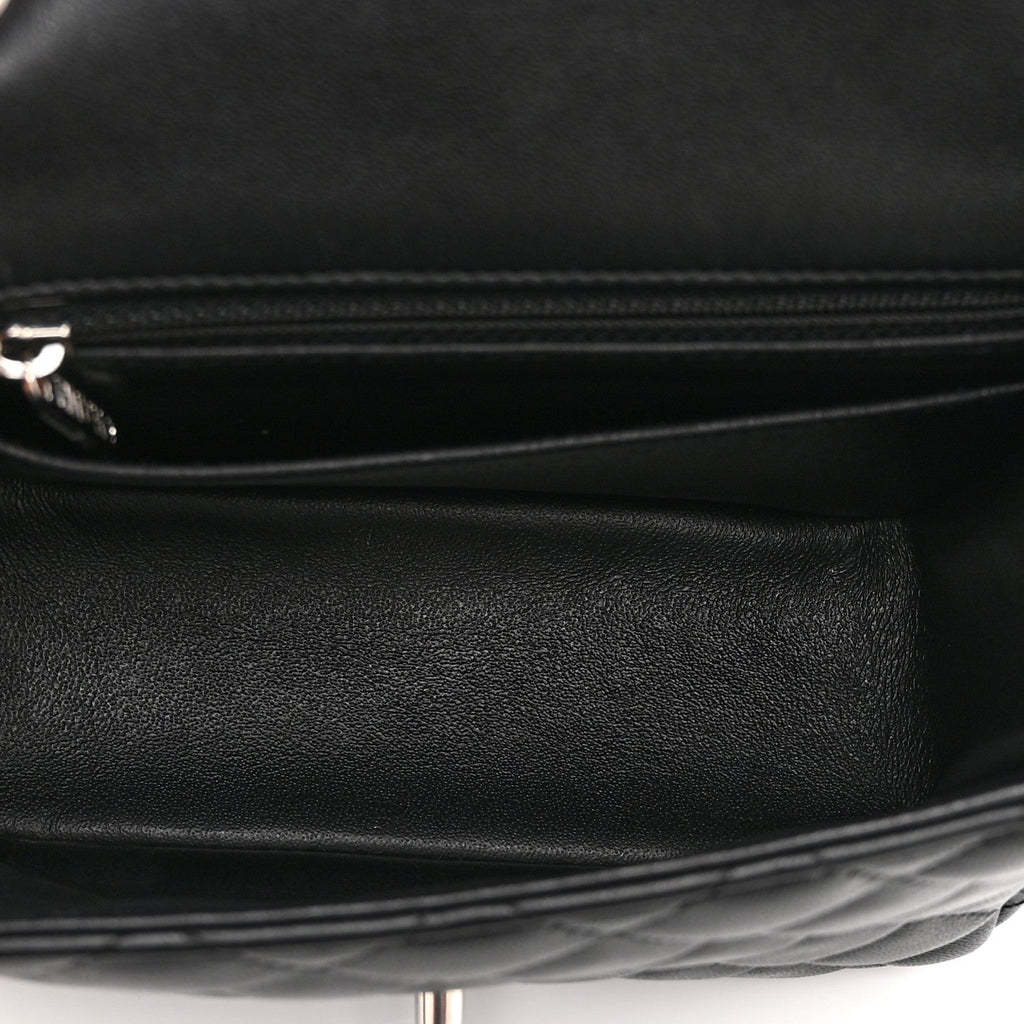 Lambskin Quilted Mini Square Flap Black