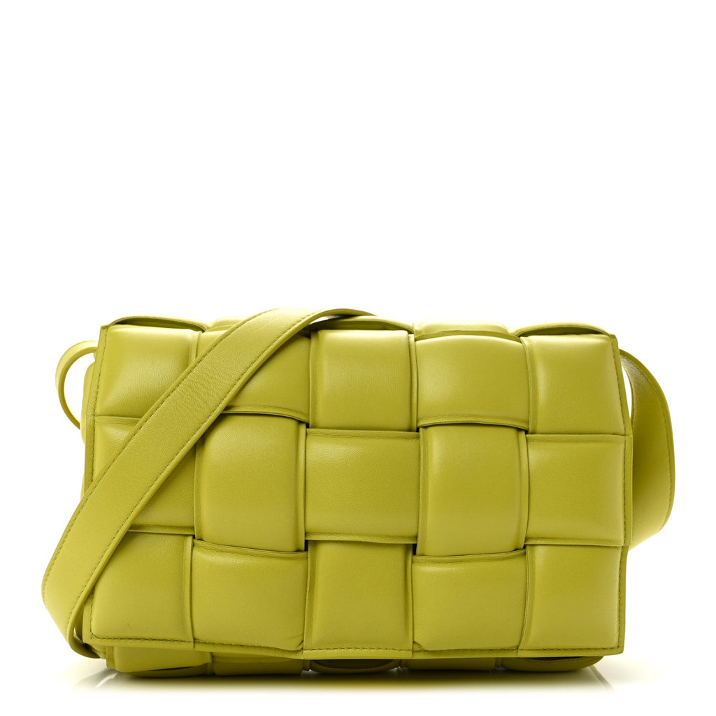 Nappa Maxi Intreccio Padded Cassette Crossbody Bag Lime