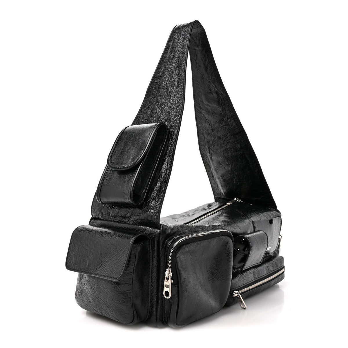 Agneau Arena Men's Superbusy Small Sling Zip Shoulder Bag Black