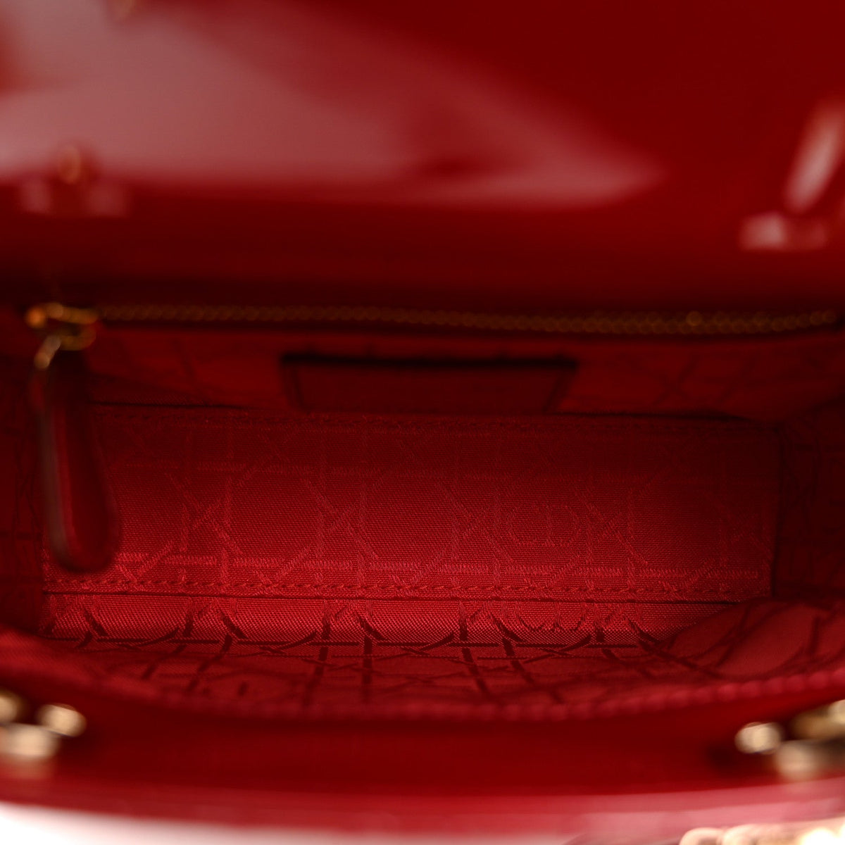 Patent Cannage Mini Lady Dior Red