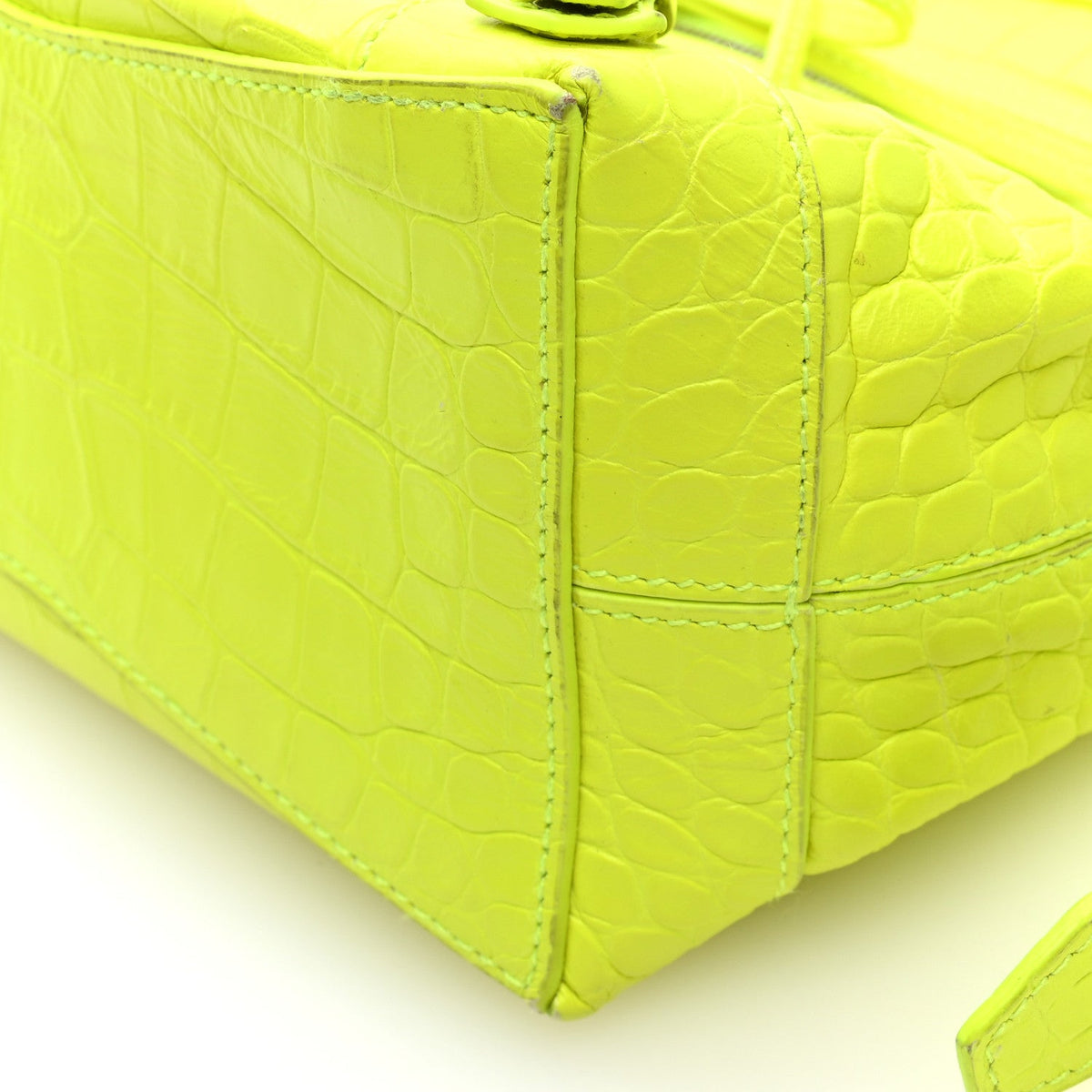 Extra Supple Calfskin Crocodile Embossed Neo Classic Hardware Hobo XS Flou Yellow