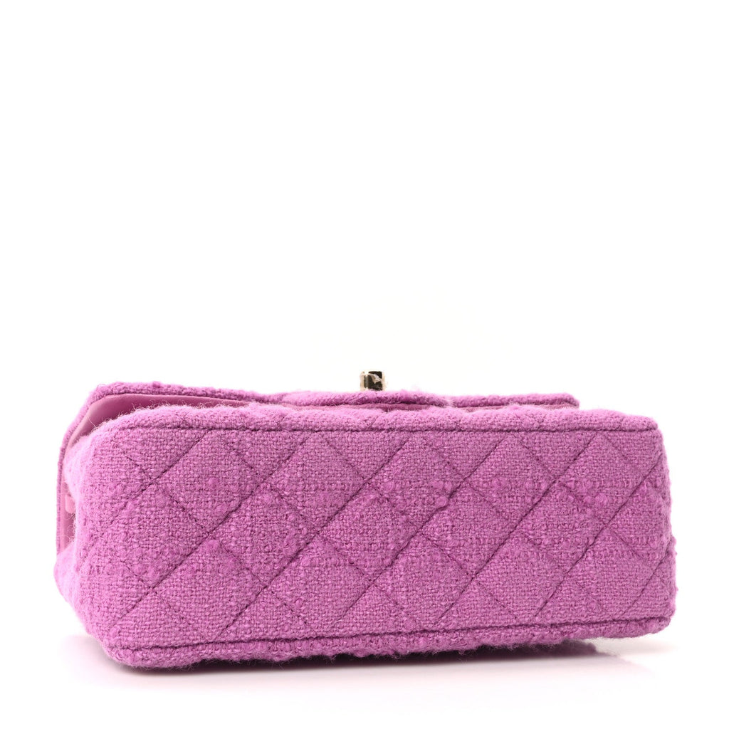 Tweed Quilted Mini Rectangular Flap Purple