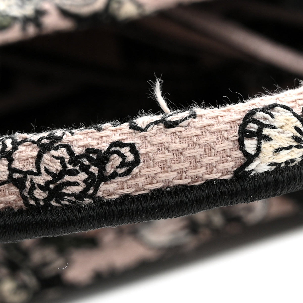 Canvas Embroidered Mini Book Tote With Strap Pink Multicolor