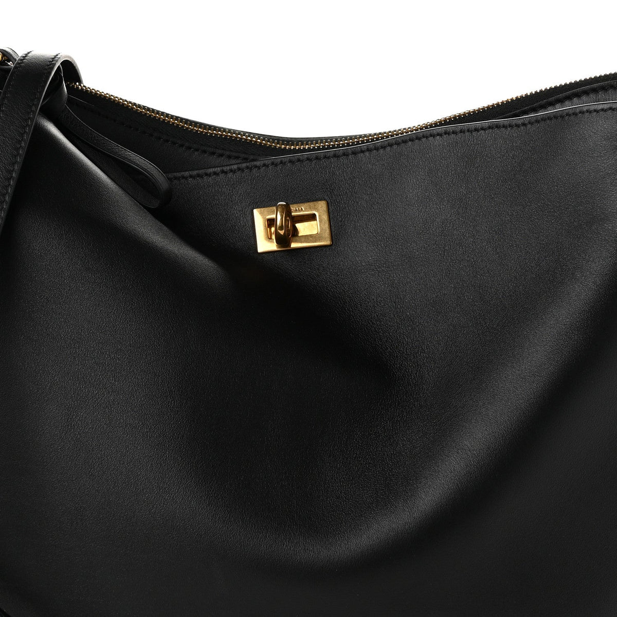 Natural Smooth Calfskin Medium Rodeo Hobo Black