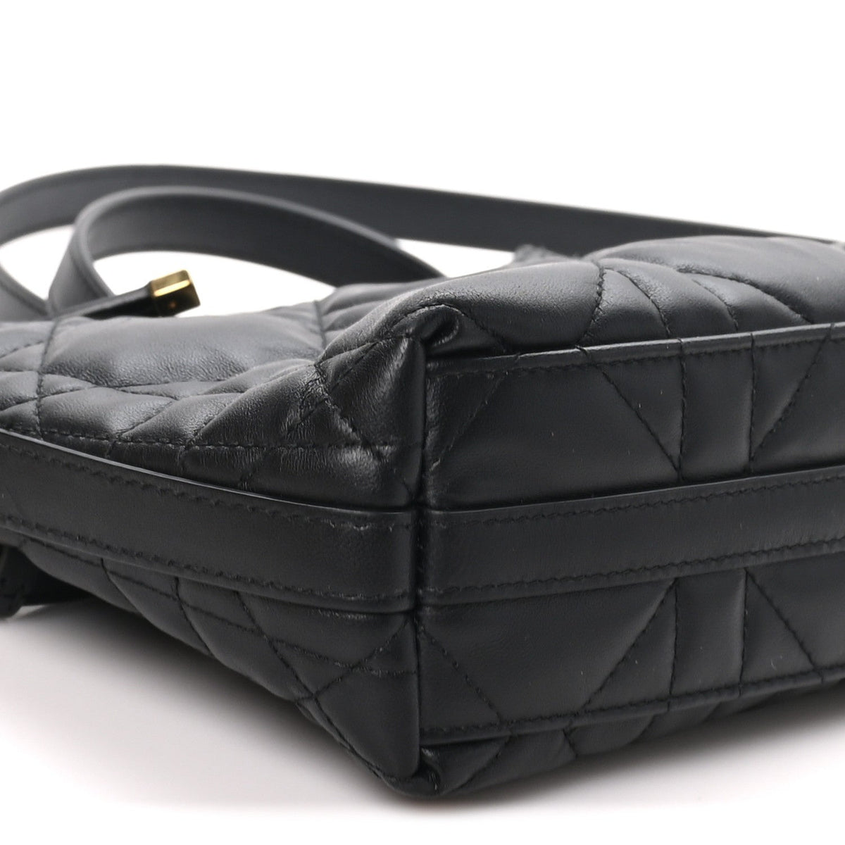Calfskin Macrocannage Miss Caro Diorling Mini Bag with Chain Black