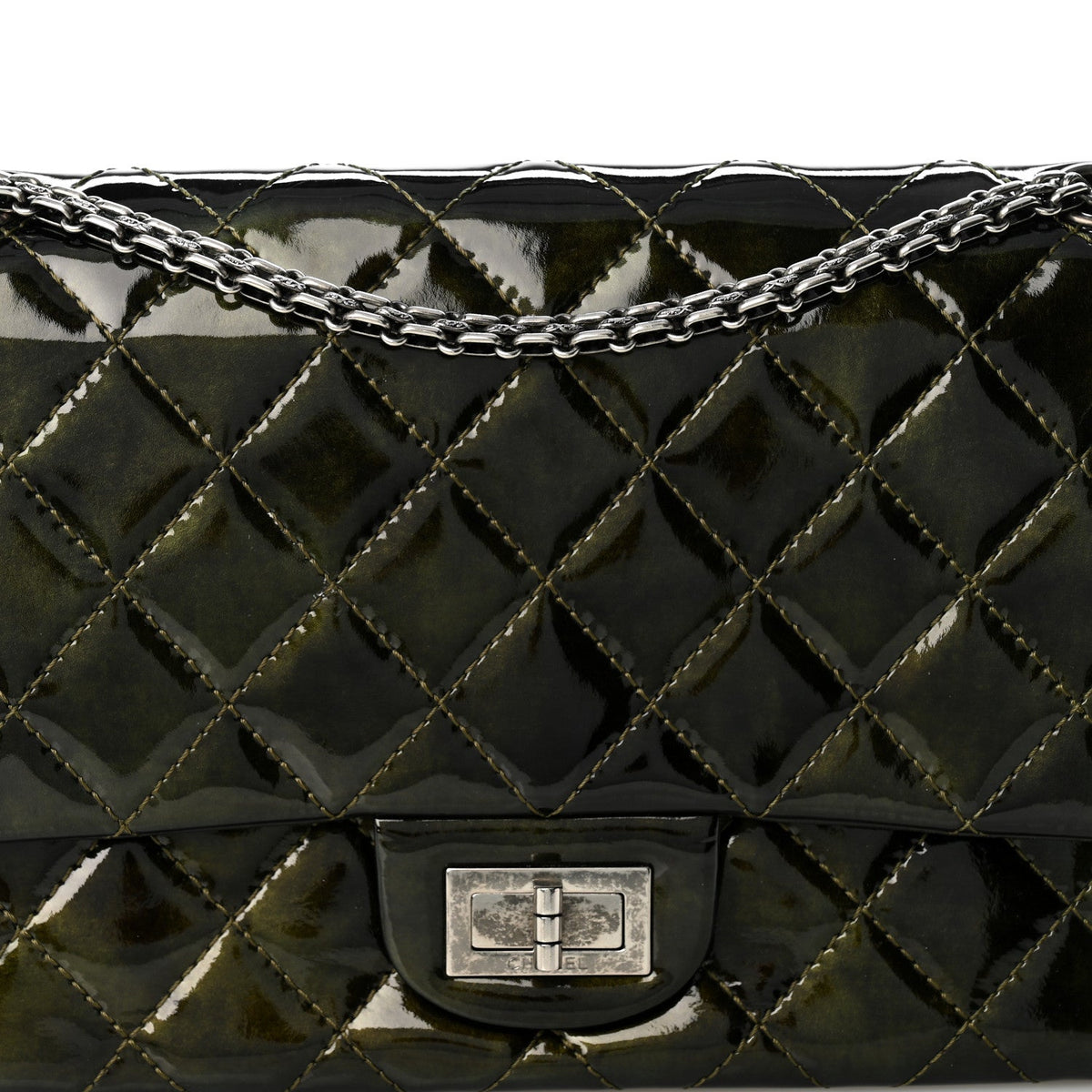 Patent Quilted 2.55 Reissue 226 Flap Green