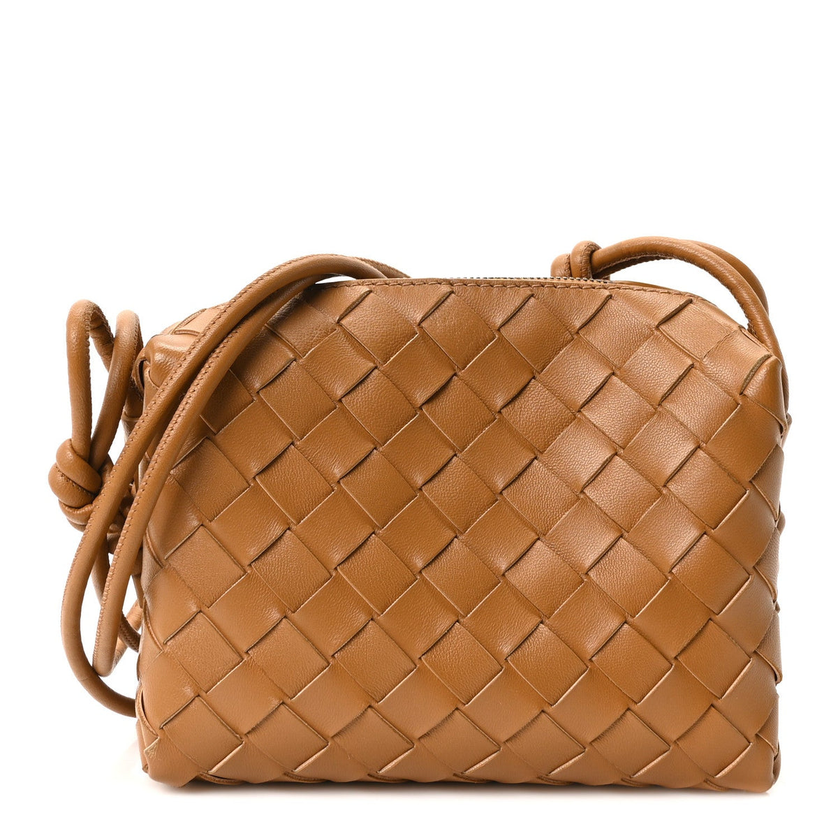 Nappa Intrecciato Mini Loop Camera Bag Camel