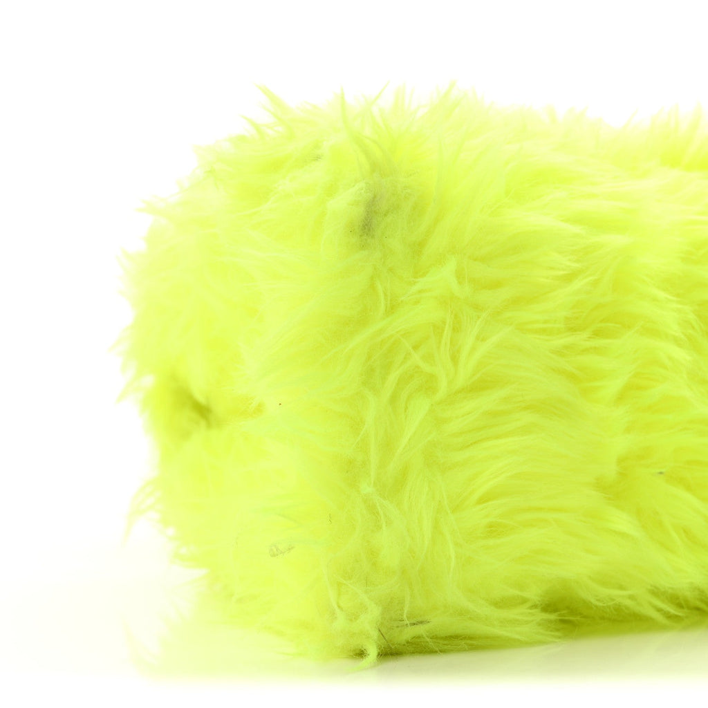 Faux Fur Medium Fluffy Hourglass Top Handle Bag Fluo Yellow