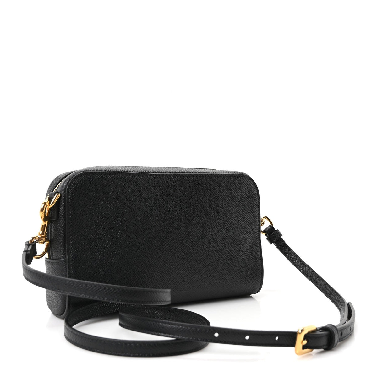Grained Calfskin Caro Double Pouch Black