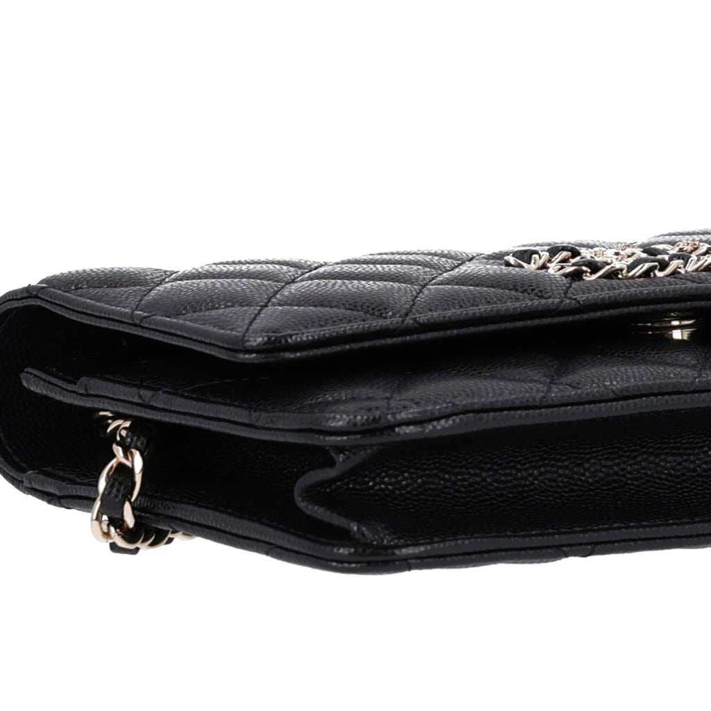 Caviar Quilted French New Wave Chain CC Wallet On Chain WOC Black