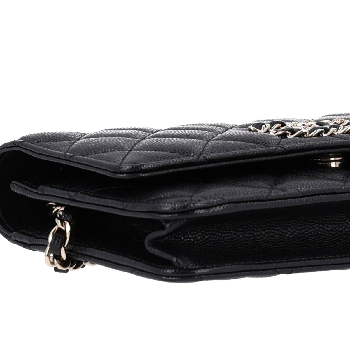 Caviar Quilted French New Wave Chain CC Wallet On Chain WOC Black