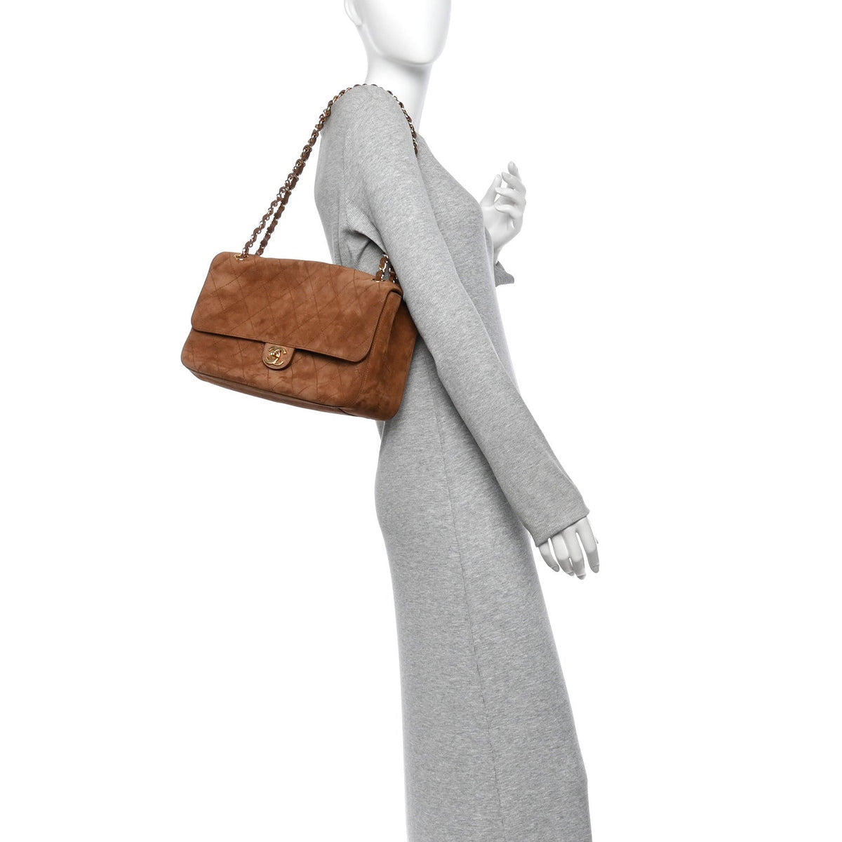 Suede Calfskin Small Souplissimo Maxi Flap Camel
