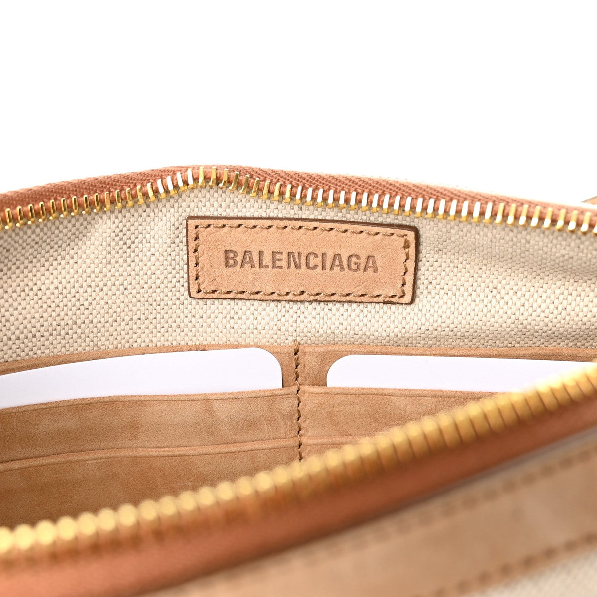 Linen Canvas Waxed Suede Calfskin Aged Gold Hardware Le City Pouch On Strap Beige Camel