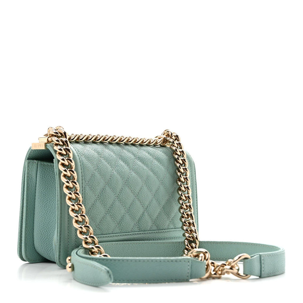 Caviar Quilted Small Boy Flap Light Blue