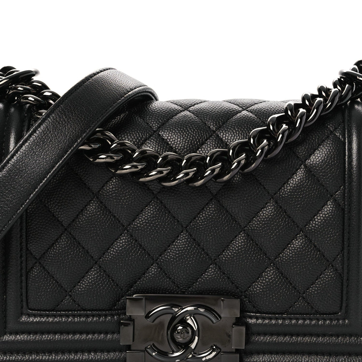 Caviar Quilted Small Boy Flap So Black
