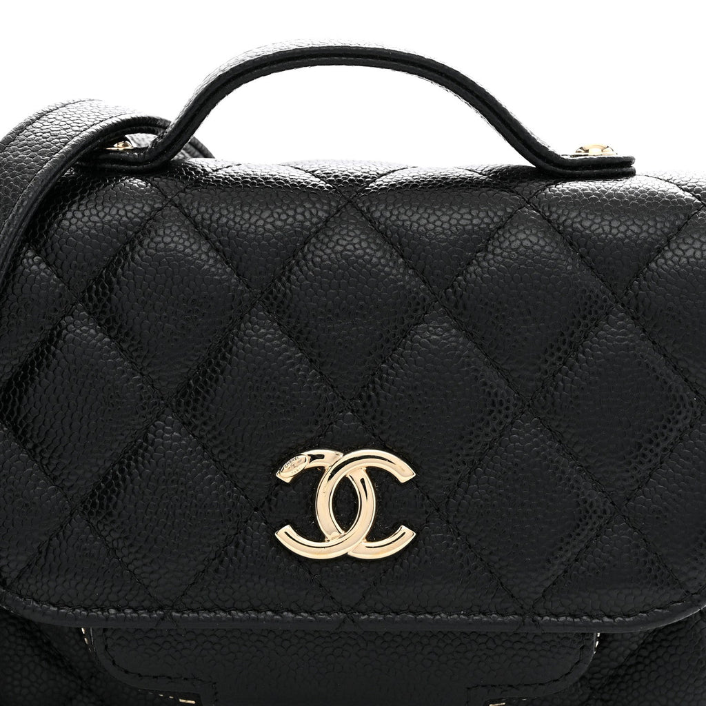 Caviar Quilted Business Affinity Clutch With Chain Black
