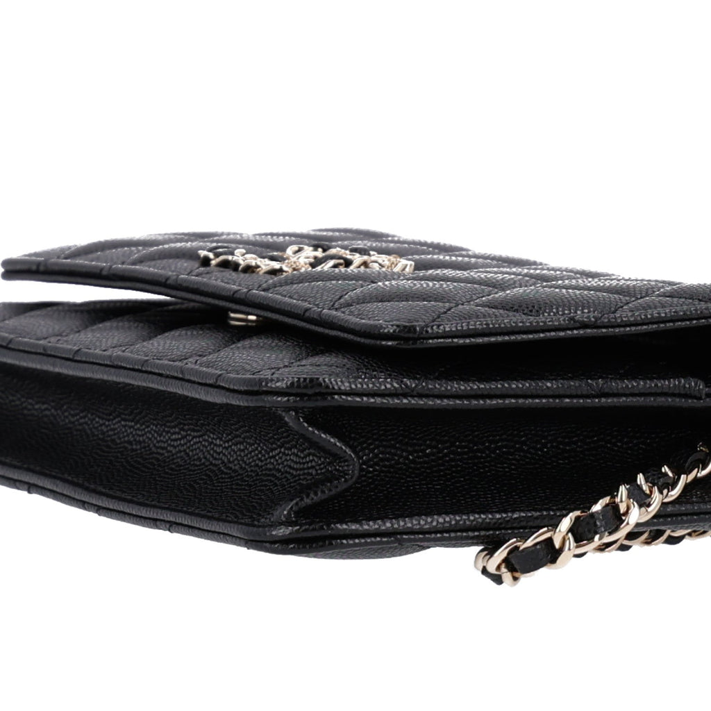 Caviar Quilted French New Wave Chain CC Wallet On Chain WOC Black