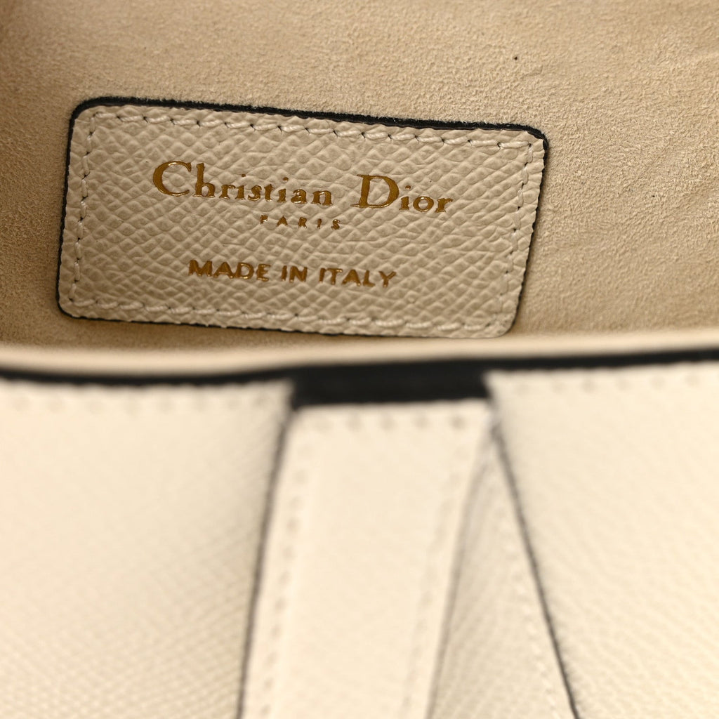 Grained Calfskin Mini Saddle Bag With Strap White
