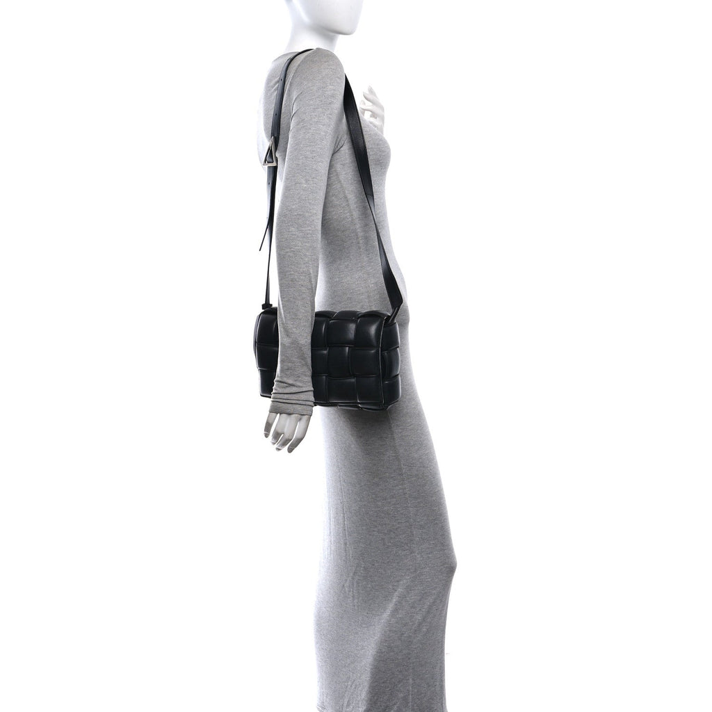 Nappa Maxi Intreccio Padded Cassette Crossbody Bag Black