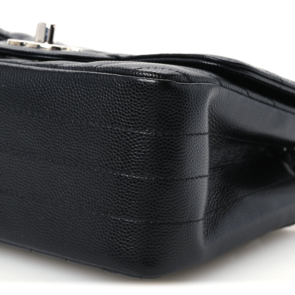 Caviar Chevron Quilted Mini Square Flap Black