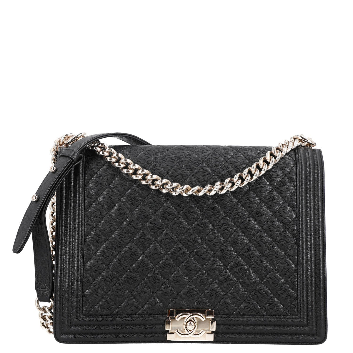 Caviar Quilted Large Boy Flap Black
