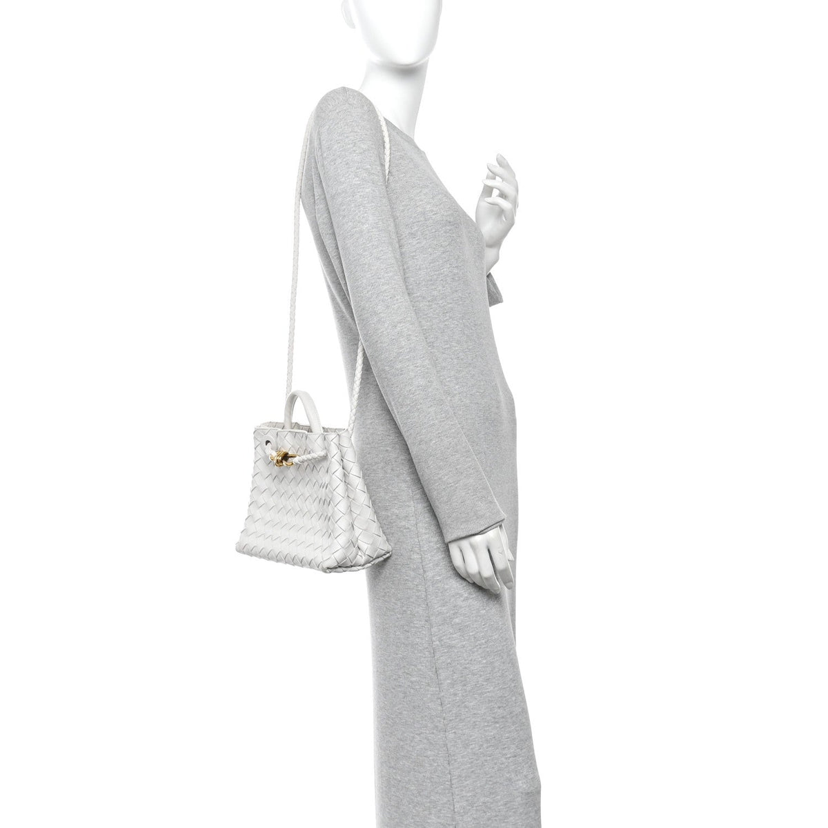 Nappa Intrecciato Small Andiamo Shoulder Bag White