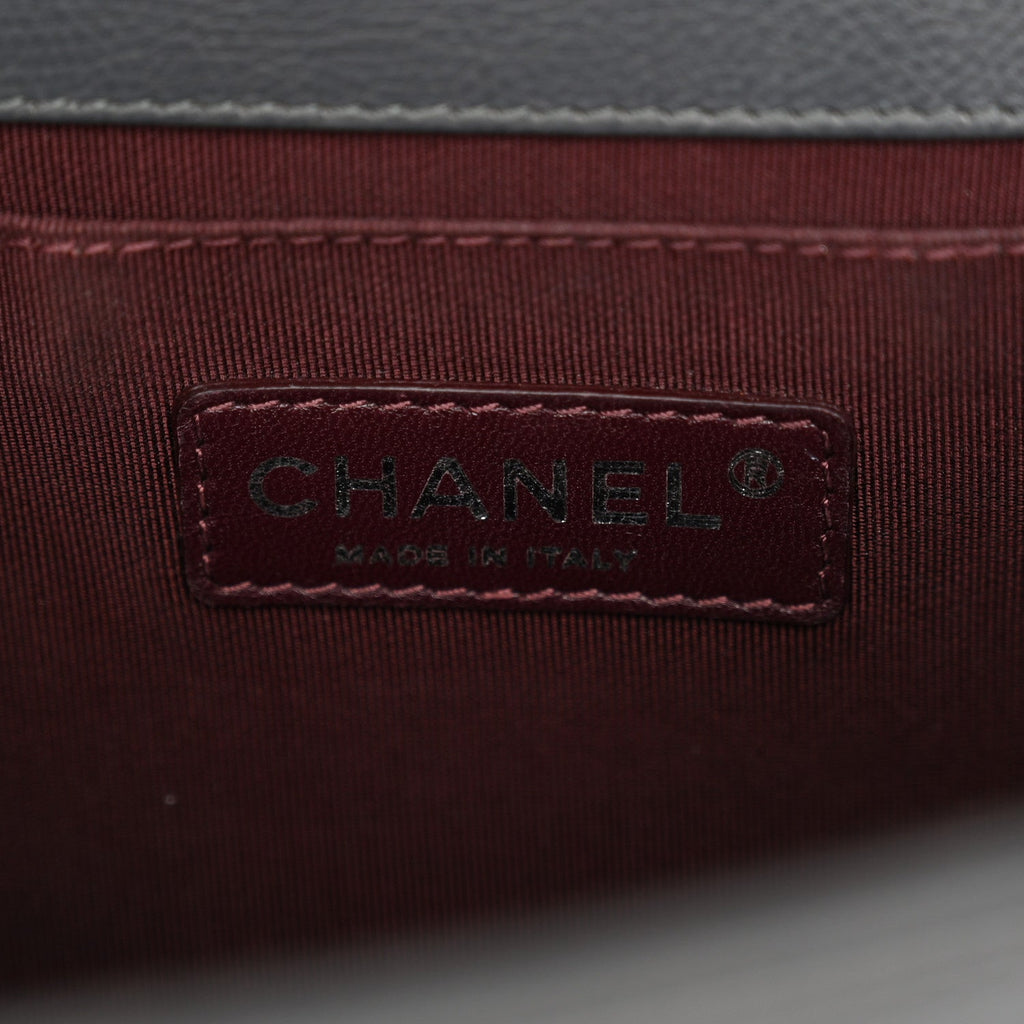 Calfskin Double Stitch Medium Boy Flap Grey