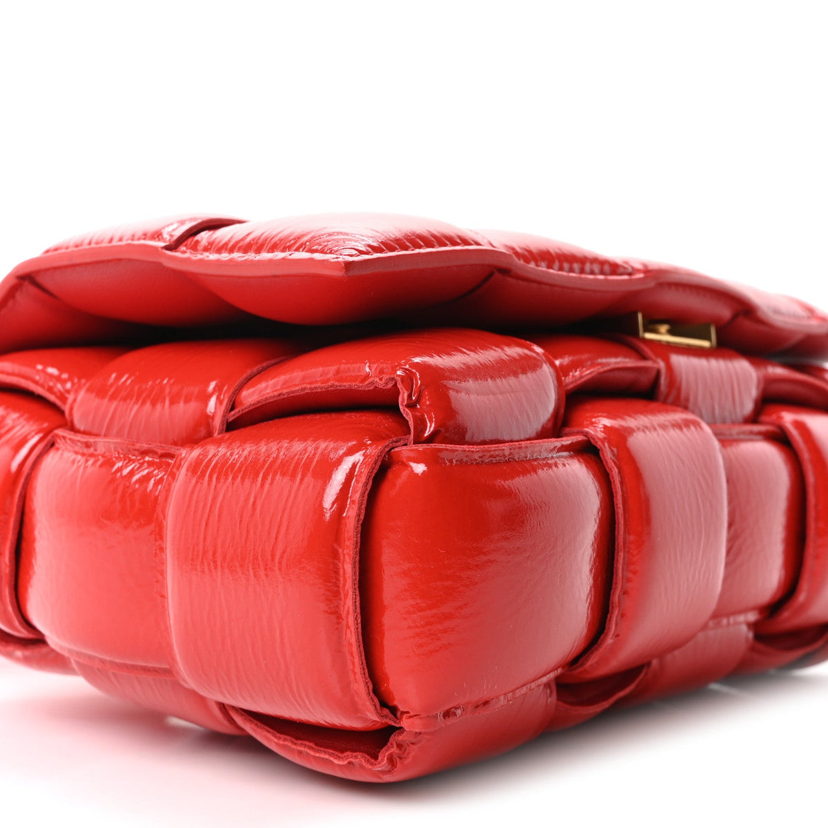 Textured Deerskin Maxi Intrecciato Padded Cassette Crossbody Bag Chili