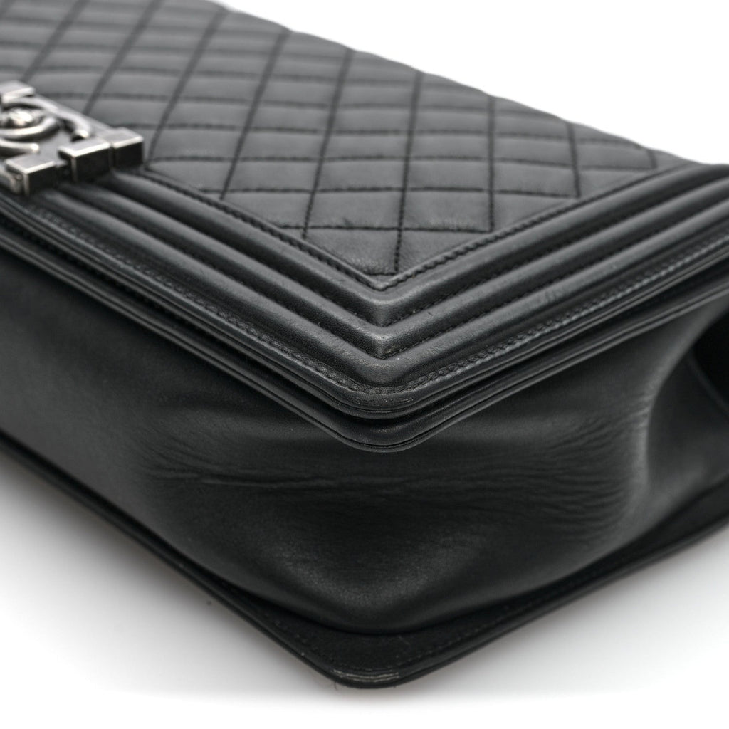 Lambskin Quilted New Medium Boy Flap Black